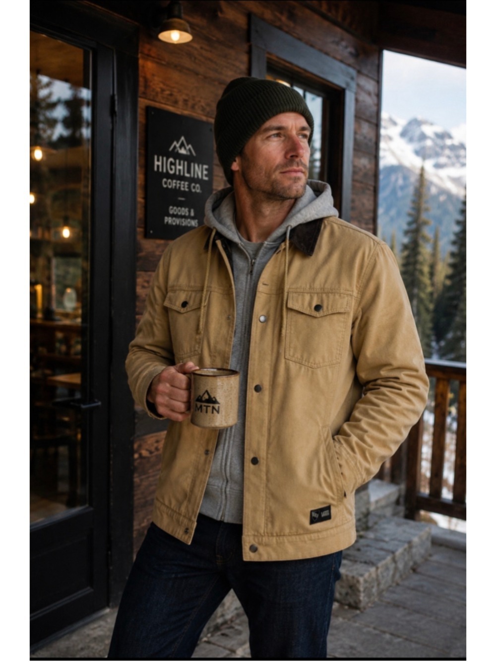 Vans AV Edict Men’s XL Tan Canvas Barn Workwear Jacket Fleece Lined Hooded